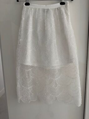 Twinset Actitude white lace with sequins midi skirt
